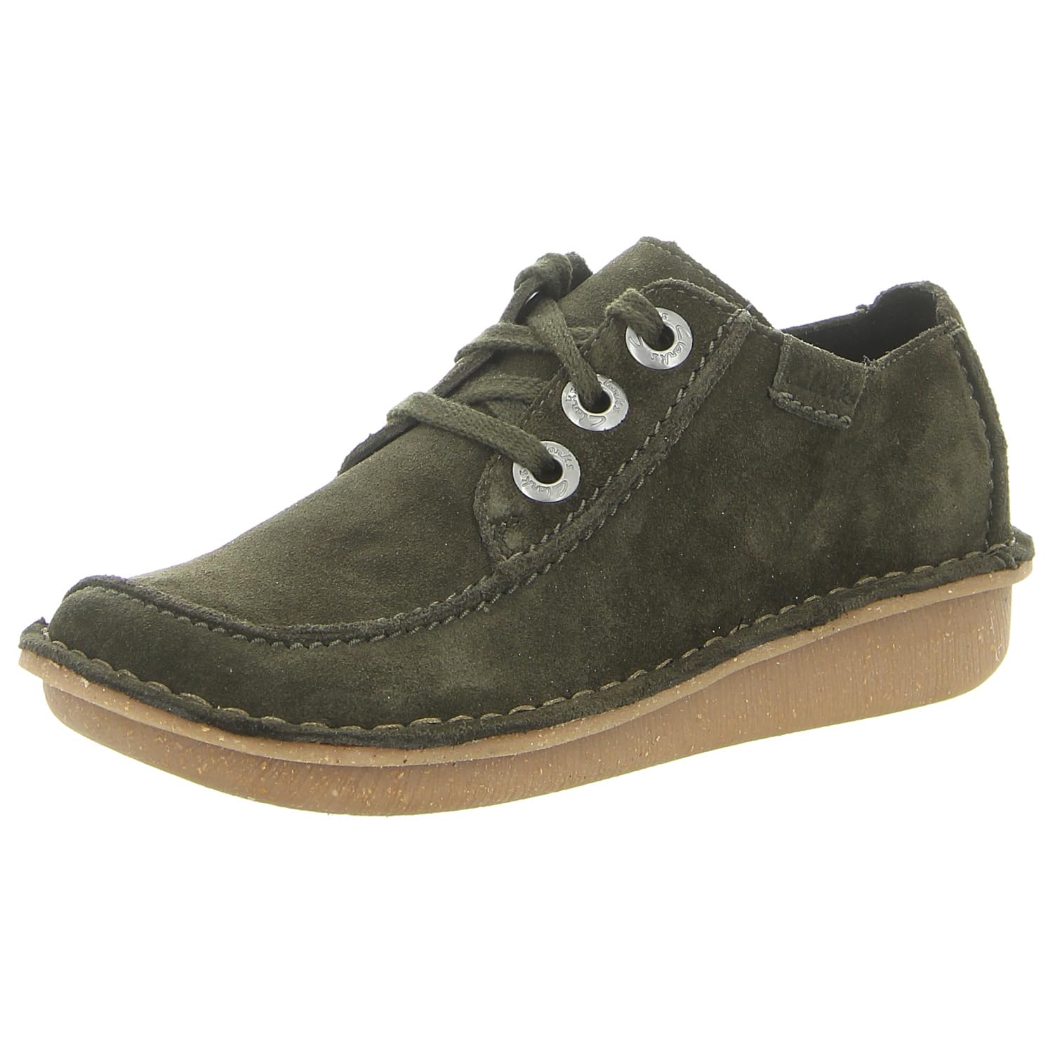 Clarks Funny Dream Womens Dark Green Suede, 4