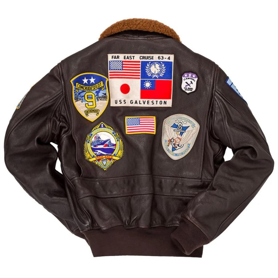 Cockpit Pilot RAF Aviator WWII G1 Military Real Top Cowhide Gun Bomber Jacket with Embroidered Patches2