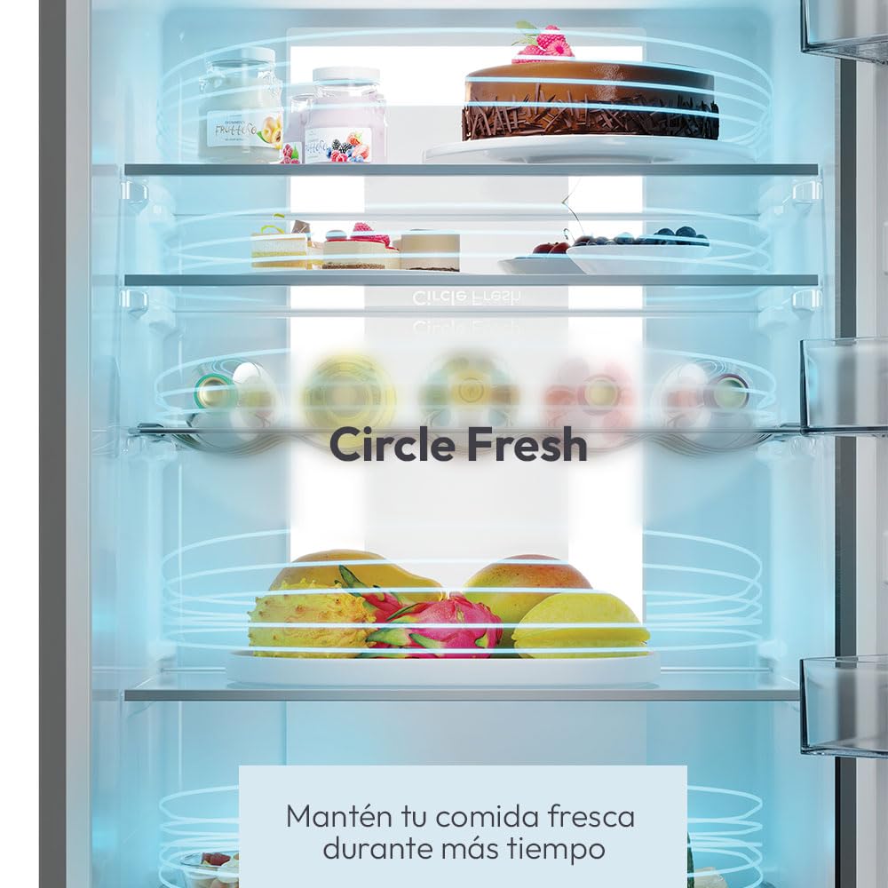 CANDY Fresco 500 CNCQ4T620DX, Frigorífico Combi, 409L, WIFI, Ancho 60cm, Altura 205cm, Total No Frost Circle+, 2 Cajones Verduleros, Control Digital, Panorama Light, Puerta Reversible, 35DB, Inox