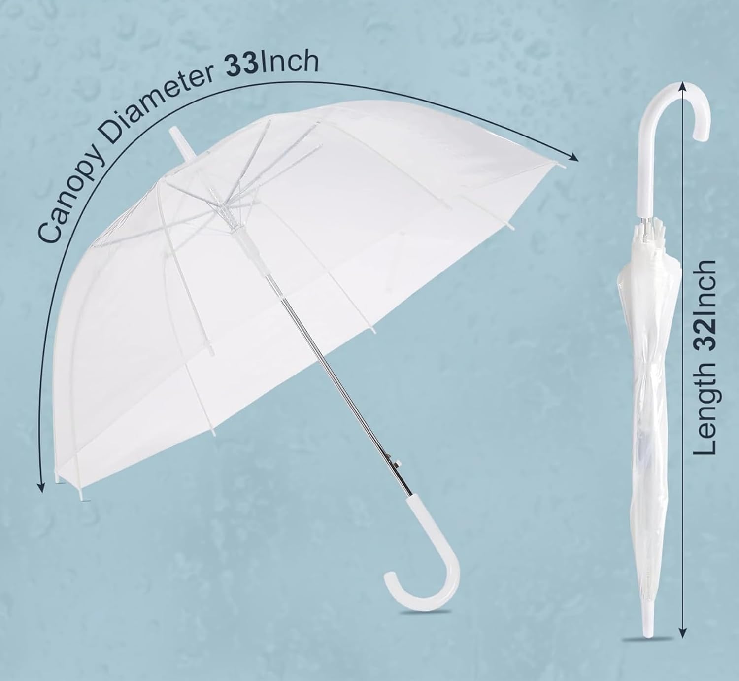 Clear Bubble Umbrella – See Through, Rain & Windproof Umbrella for Weddings, Prom, Graduation and Outdoor Events - Automatic Open, Crook Handle, Clear Dome - Image 6