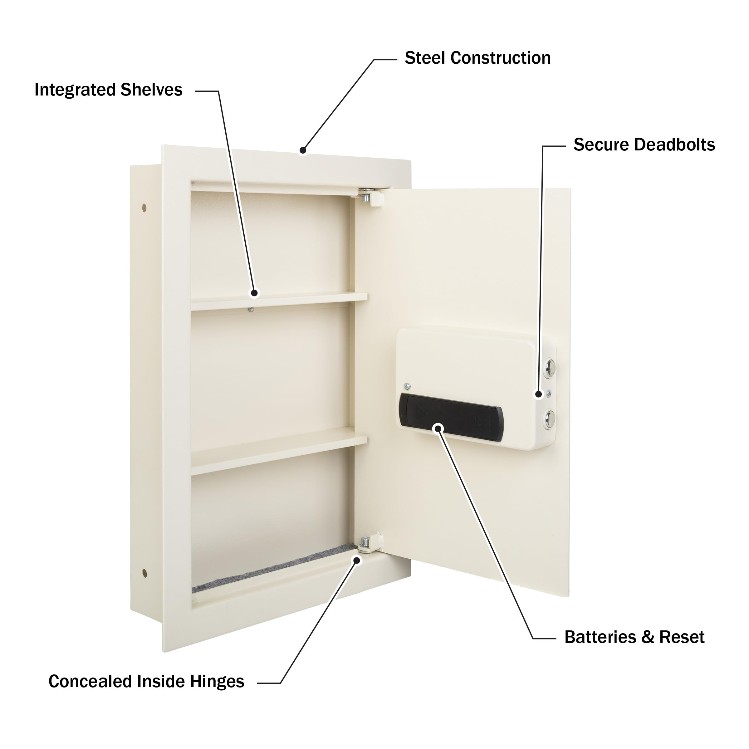 Paragon Safes Wandtresor – Safe für Zuhause oder Büro mit Tastatur und 2 manuellen Übersteuerungstasten – schützt Bargeld, Schmuck, Pässe und mehr von Paragon Safes (cremefarben)