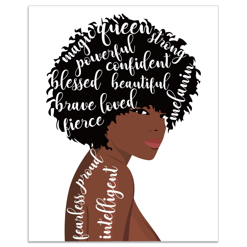 arricraft 1 Pc Positive Black Women Poster, Unframed Inspirational Words Black Women Wall Decor Women Wall Art Picture Print for Bedroom Living Room, 10x8.07inch