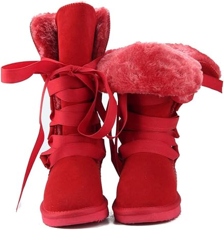 QBSOE Botas De Nieve Botas De Nieve Cálidas Botas De Invierno para Mujer  Botas Altas De Invierno para Mujer Botas Planas Antideslizantes, Rojas, 35  : Amazon.es: Zapatos y complementos