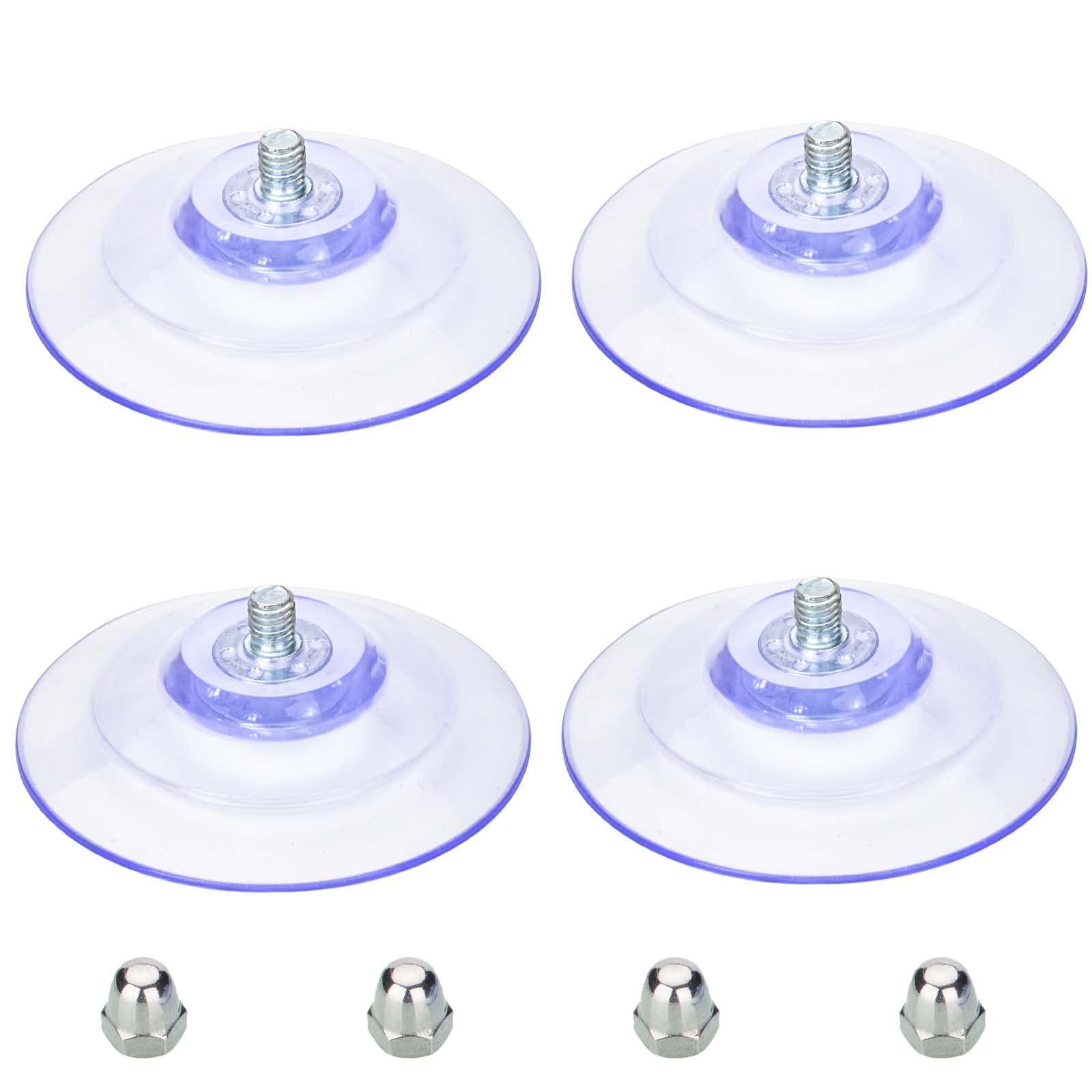 AccEncyc Large Suction Cup with Screws 85mm/ 3.4" Plastic Suction Pads 4 Pack Clear PVC Sucker Pads with M8 Screw Nut Extra Strong Adhesive Glass Suction Holder