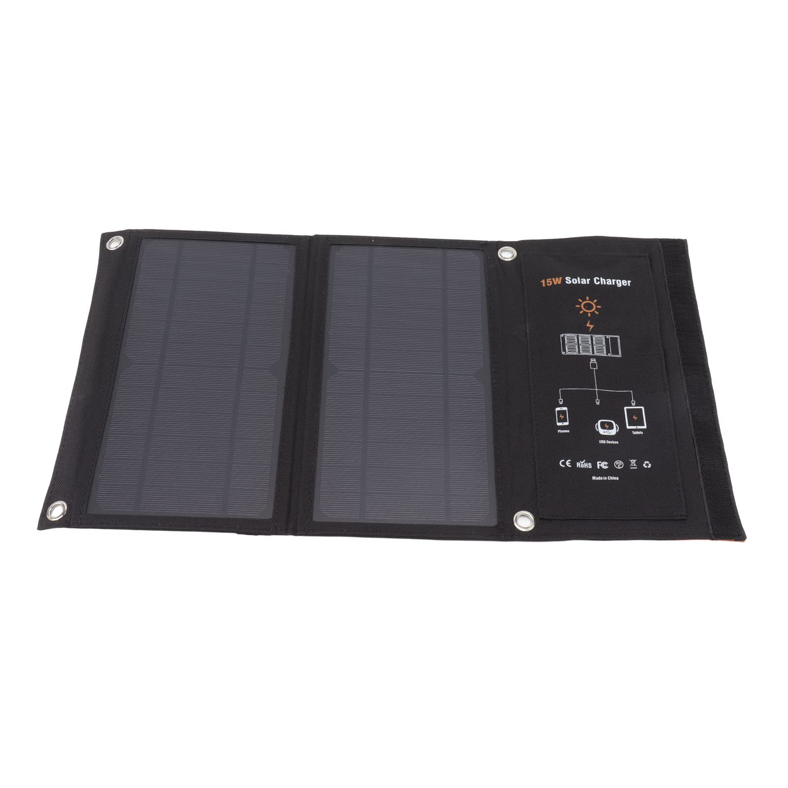 Caricatore monocristallino da 15w Caricatore solare Efficiente efficiente USB Outdoor Power Bank Black