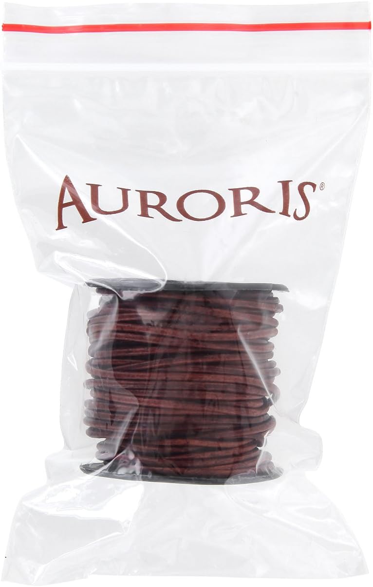 Auroris - 11 Yards / 10 Meter Leather Cord Round - Ø 2 mm - Antique Brown