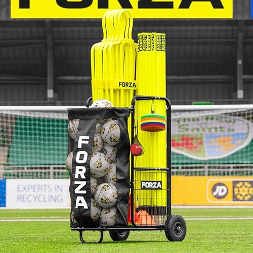 FORZA Sports Equipment Storage Trolley – Heavy-Duty Modular Steel Training Cart with PU Wheels – XL & Compact Sizes for Balls, Cones, Poles & More (Compact (130cm H x 74cm W))