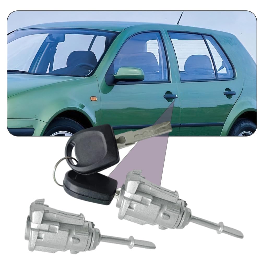 Car Door Lock Cylinder with Key, Replace 604837167, 604837168, Compatible with VW Golf 4 Mk4 Bora 1997-2006 Fox 2005-2014 Fabia 1999-2007, 1 Set