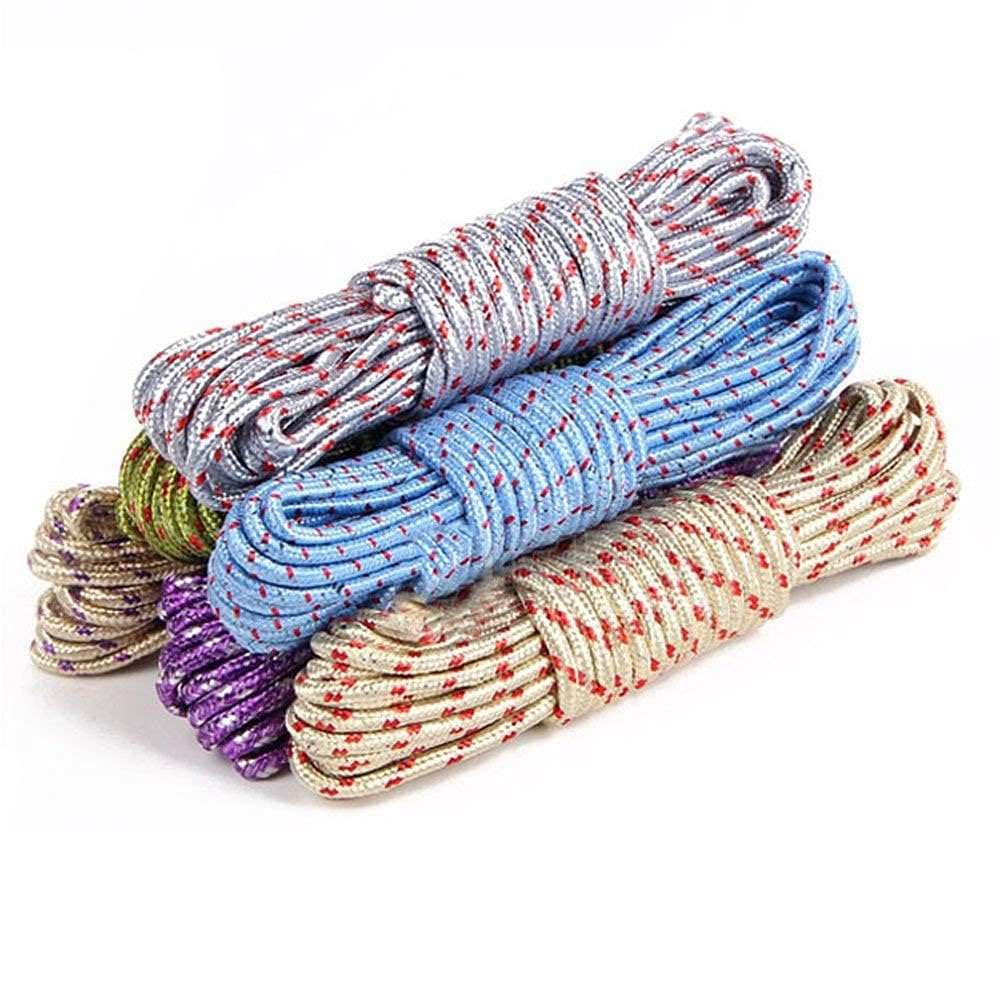 Strong Nylon Braided Cotton Rope | 20 Meter Heavy Duty Clothesline | 5mm Thick Multipurpose Rope for Drying Clothes | Durable & Flexible | Assorted Colours | Pack of 2-image-29