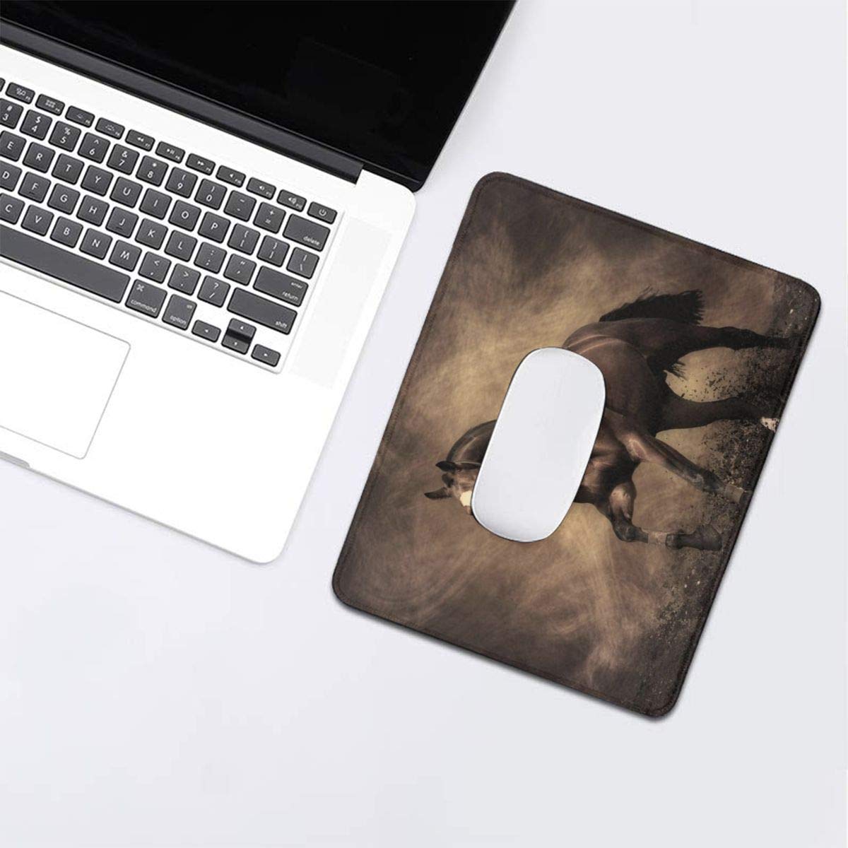 Tappetino per mouse impermeabile con motivo a strisce di cavallo con bordo cucito, base in gomma antiscivolo per laptop o computer desktop
