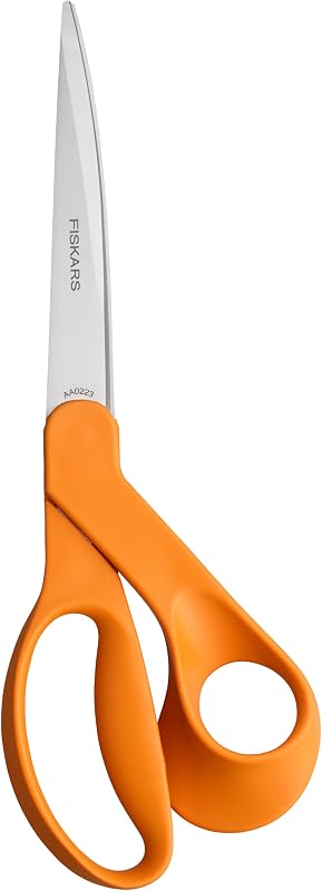 9" Orange-Handled Bent Dressmaker Fabric Scissors, Stainless Steel | Sewing Scissors with Longer Blades, Stainless Steel Blades Cut All the Way To the Tip, Ergonomic Handle for Comfort & Control