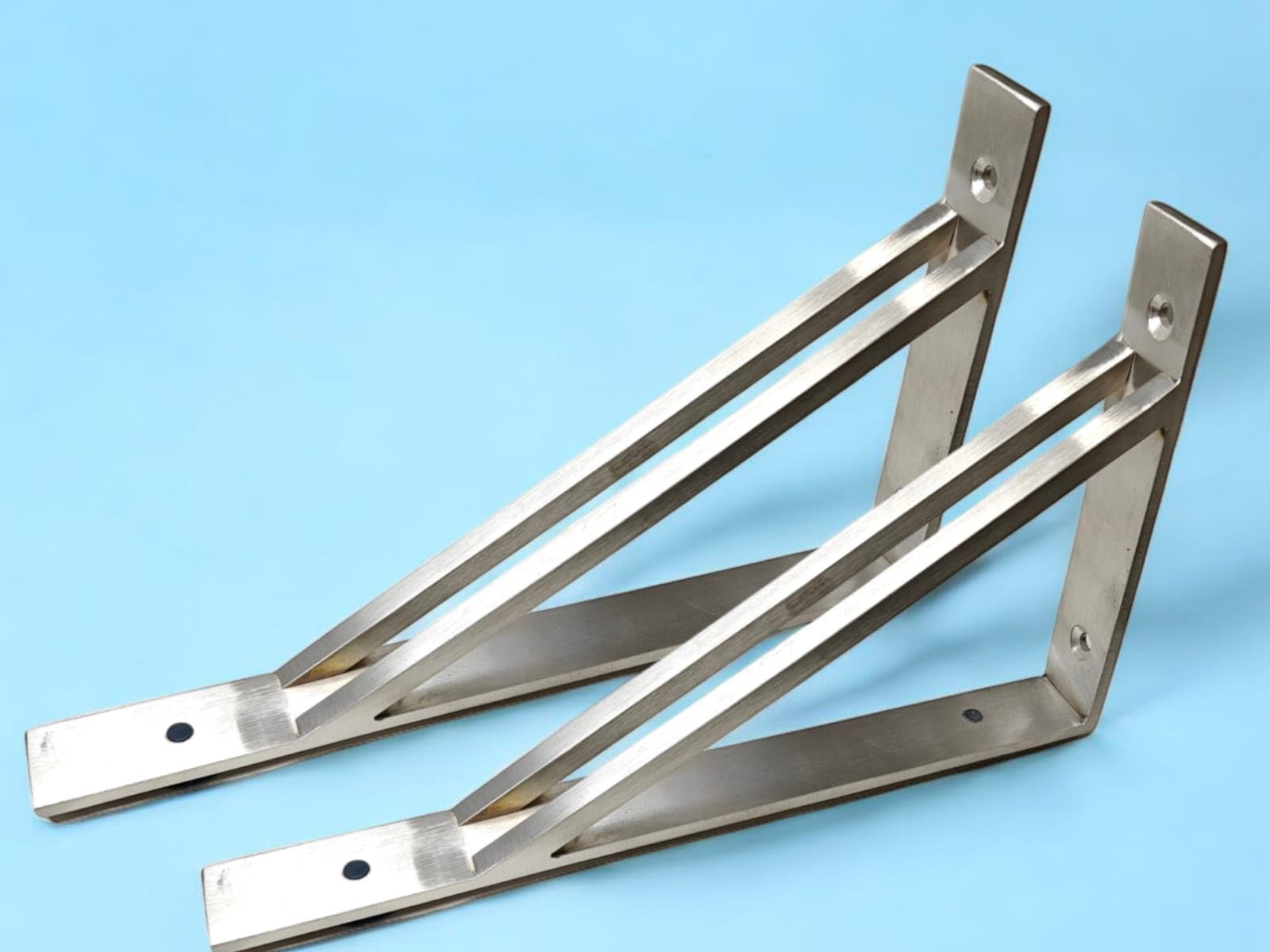 VicTac Heavy Duty 12 inch Solid Stainless Steel Shelf Angle L-Shaped Bracket with Dual Diagonal Braces with Screws for Home Kitchen Office Bathroom Wall Mount SS Brackets 300 x 150 mm-image-28
