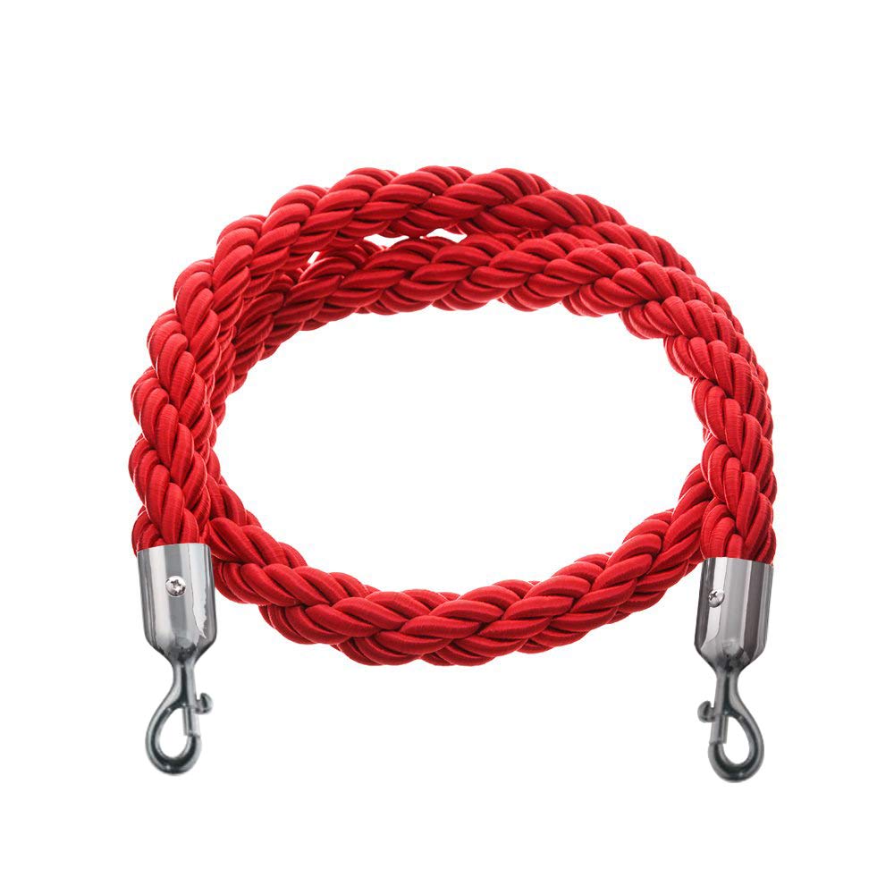 Set da 2 pezzi FLEXIBARRIER Sistema di controllo della folla con cordone -Basic- (Argento) Supporto per cordone/Supporto per barriera (2 pali + 1 cordone rosso)