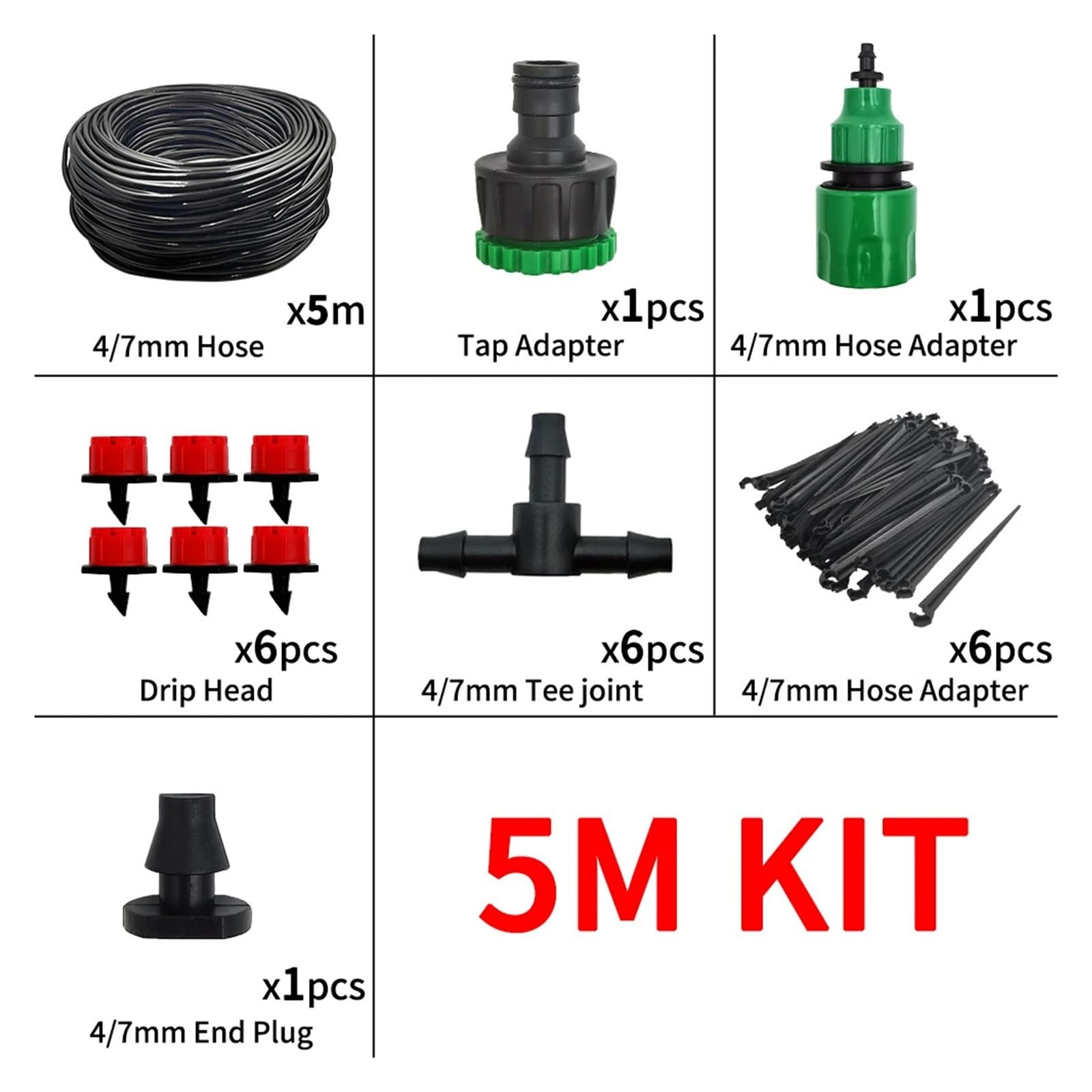 Kit di irrigazione a microgoccia 5-20M Irrigazione da giardino regolabile | Sistema a goccia portatile con gocciolatori regolabili for l'irrigazione del giardino.(5M)