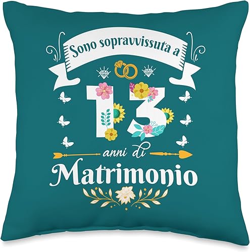 Miniatura 1 de regalo Originale matrimonio personalizzato Sposi Sono Sopravvissuta 13 Anni di Matrimonio Per Donna Moglie Throw Pillow, 16x16, Multicolor
