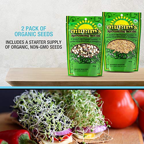 Masontops Complete Bean Sprouting Kit - 2 Mason Jars, 2 Bean Screen Sprouting Lids & 2 Sprout Seed Mixes - Wide Mouth - Thumbnail 7