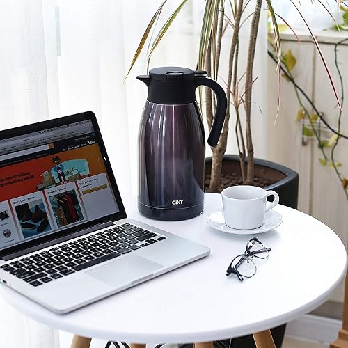 Miniatura 8 de Jarra térmica de acero inoxidable para café, termo de doble pared sellado al vacío, 12 horas de retención de calor Negro