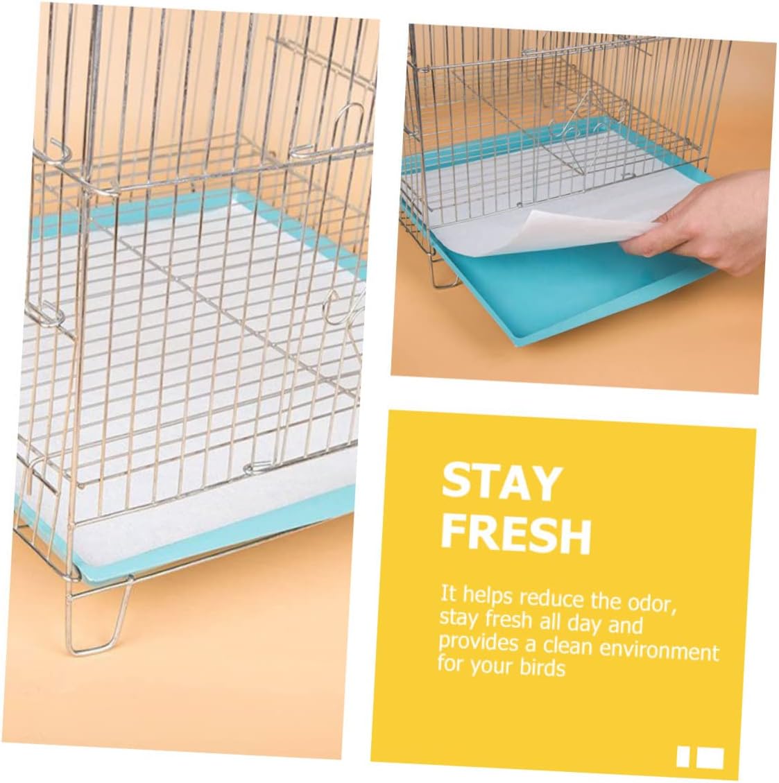 300pcs Bird Cage Liner Paper Absorbent Cushion Mats for Parrots Birds Thickened Pads Keeps Cage Clean Fresh