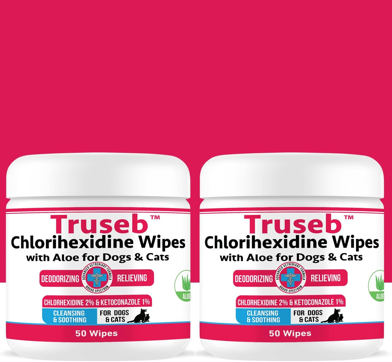 Truseb Topical for Dogs, Cats and Horses – with Aloe for Cleansing (Ketoconazole & Chlorhexidine Wipes, 100 Count) Truseb Topical for Dogs, Cats and Horses – with Aloe for Cleansing (Ketoconazole & Chlorhexidine Wipes, 100 Count)