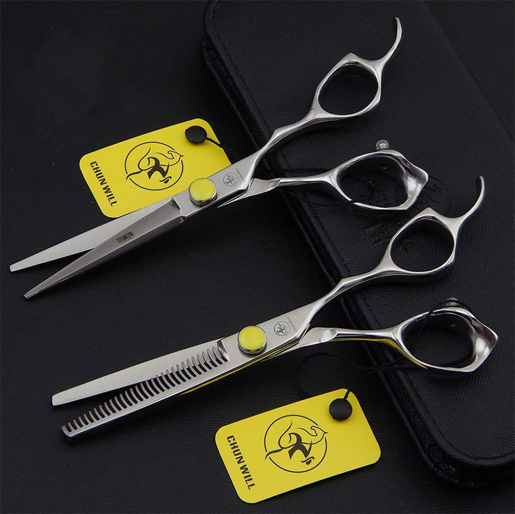 Couper Les Cheveux Ciseaux Set 6 Pouces, Coupe De Cheveux Ciseaux 440C Outil Styling en Acier Inoxydable (Ciseaux Droits Et Ciseaux Dents), pour Les Enfants, Les Femmes Et Les Hommes
