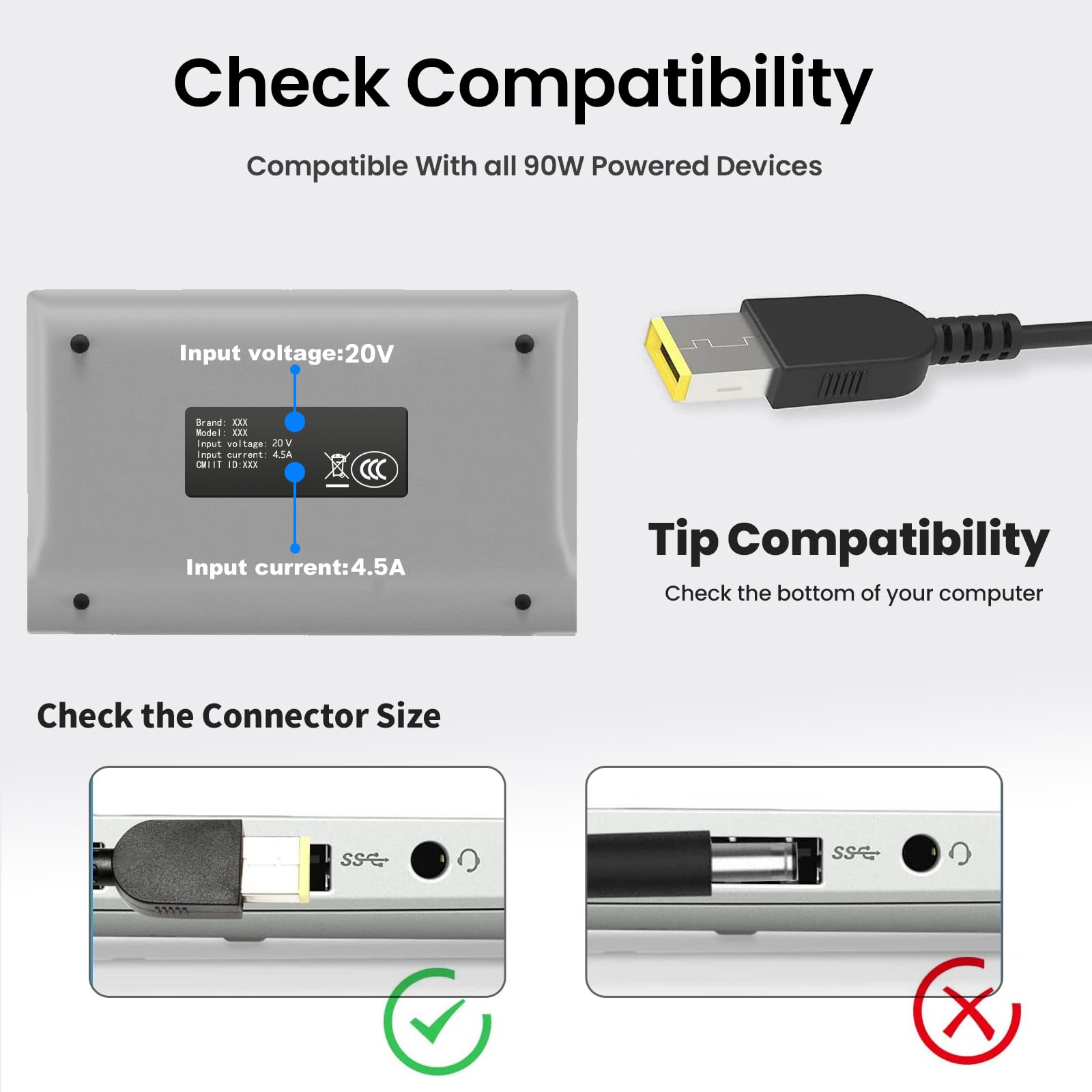 90W Chargeur Compatible avec Lenovo Thinkcentre Neo Desktop Mini PC | pour Lenovo Thinkcentre Neo 50a 50q 30a M70q M73 M75q M80q M83 M90q M93p M700 M710 M710q M715q M720 M900 M910 M910q M90n-1