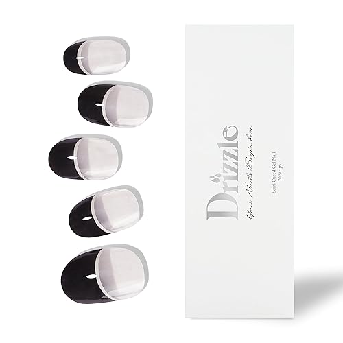 Drizzle Tiras de uñas de gel semicuradas, calcomanías artísticas de esmalte de uñas reales (requiere luz UVLED), brillante, brillante, color sólido,