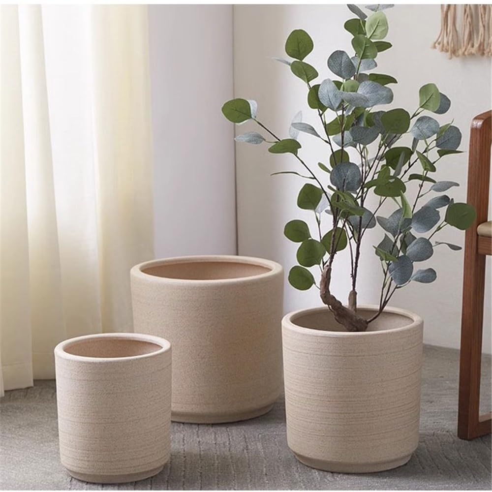 Blumentöpfe Pflanzgefäß mit Drainagelöchern, grober Terrakotta-Gartenpflanzer for den Innen- und Außenbereich, großer Blumenbehälter Pflanzentopf