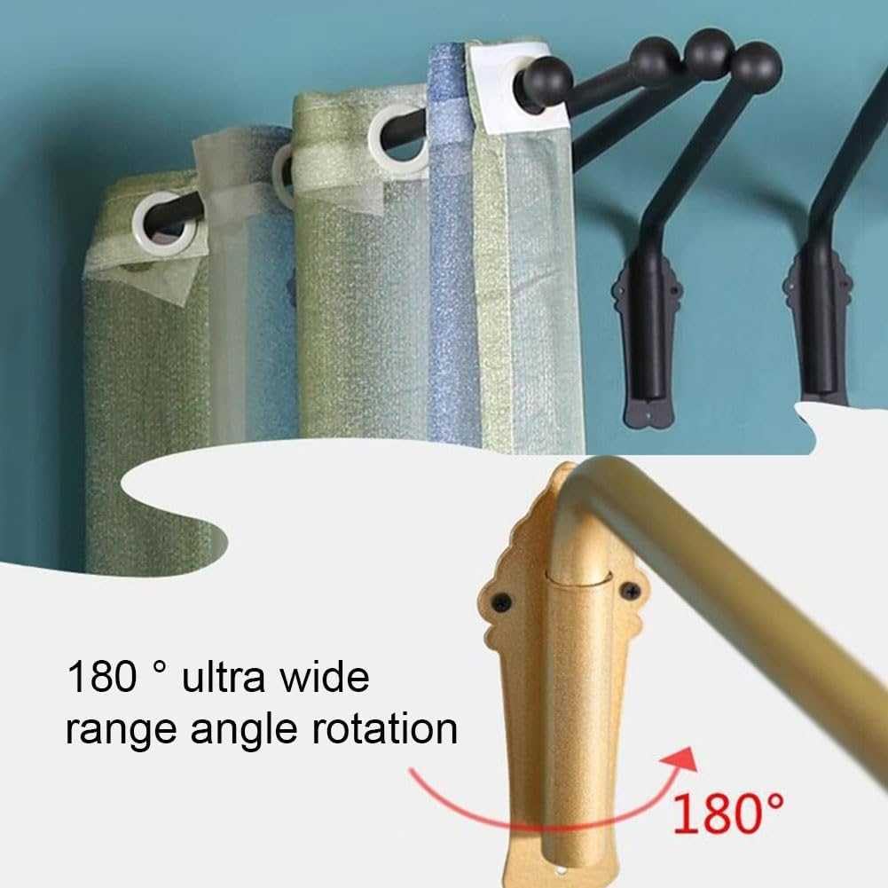 Tringle à Rideau pivotante Robuste pour Porte d'entrée, Support de présentation de Rideau en métal, Tringle à Rideau de 25 mm pour Cuisine et Salle de Bain