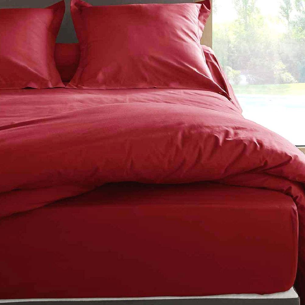 Drap housse en coton percale 140x190 cm respirant et résistant