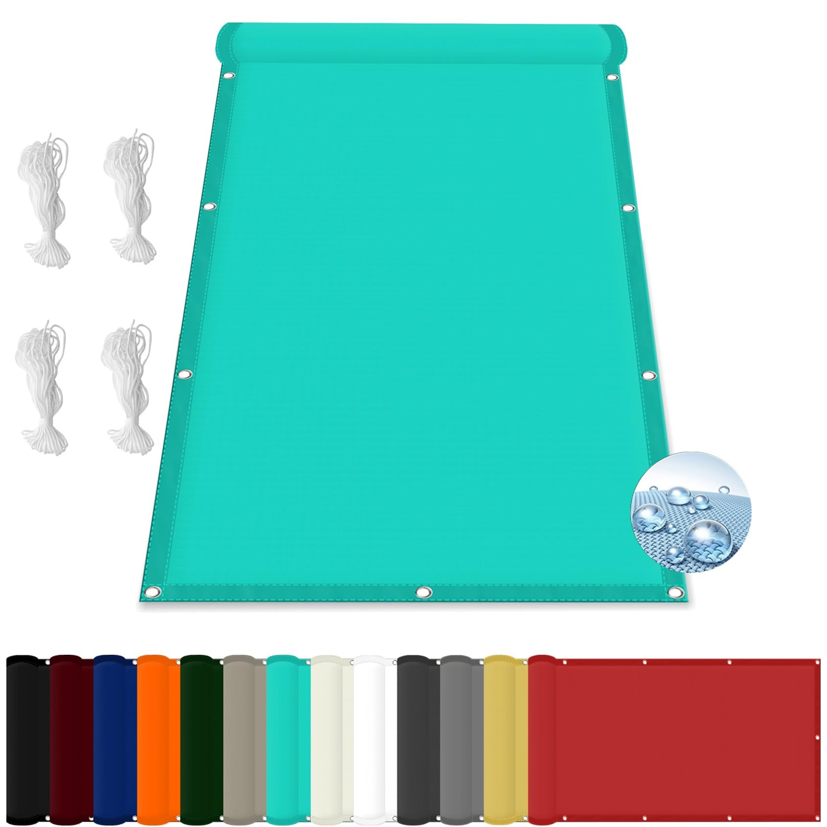 GLDYTVF Outdoor Patio Sun Shade Sail Rectangle 2.6 x 4.8m Waterproof 98% UV Block Sun Protection Rectangular Garden Sun Sail with Grommets and Rope Sky Blue