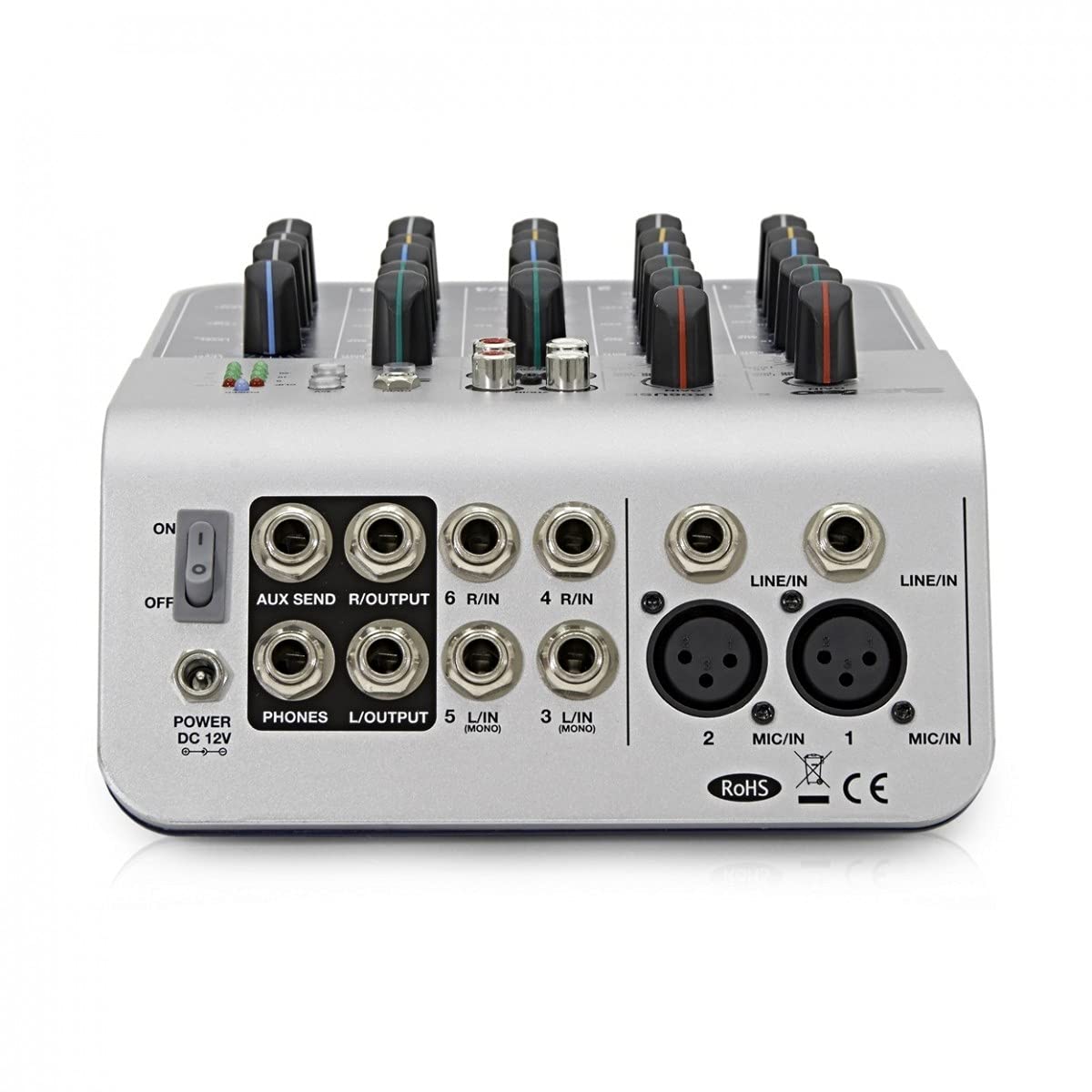 SubZero 6-Kanal-USB-Soundboard-Mischpult-Audiointerface SZ-MIX06USB | Hochwertige Vorverstärker mit Phantomspeisung, 2-Band-EQ zur Klangformung, USB-Schnittstelle für Aufnahmen