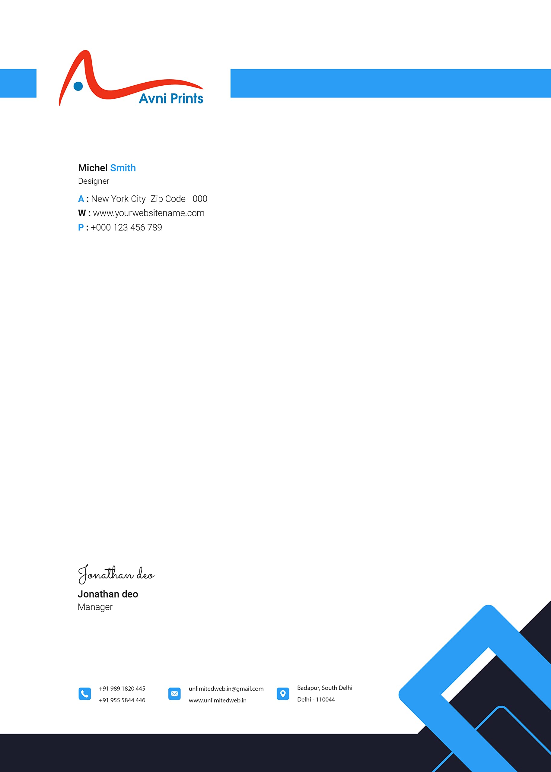 Customized Letter Head A4 Size | Four (multi) Color Digital Printing | 100 GSM Bond Paper (200)