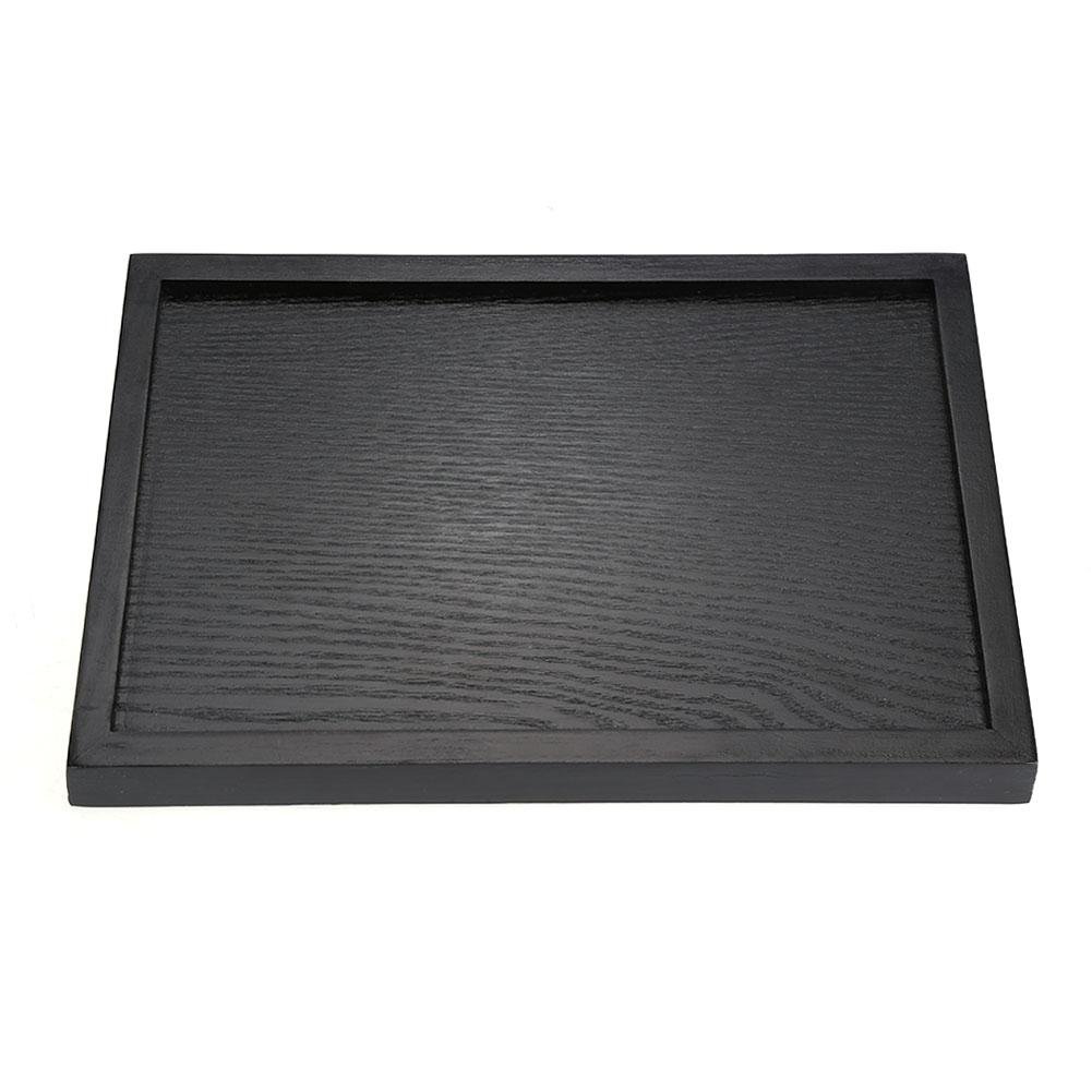 Taca na żywność prostokątna lite czarne drewno herbata kawa przekąska jedzenie posiłki taca do serwowania talerz do restauracji (30 * 20 * 2 cm)