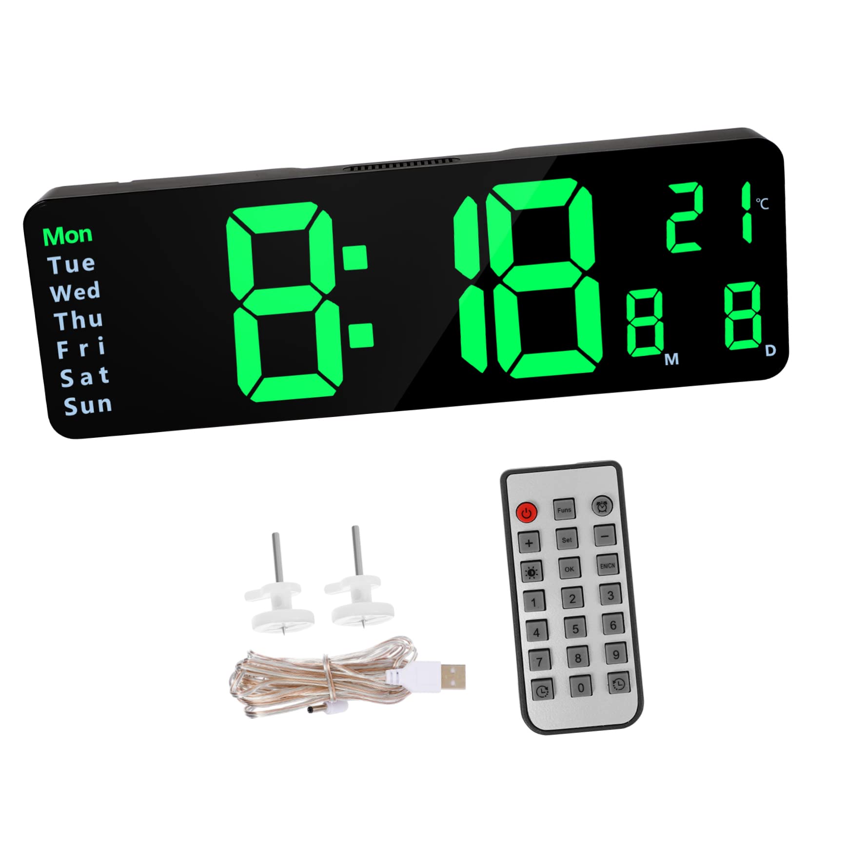 Horloge murale LED multifonctionnelle avec date et température