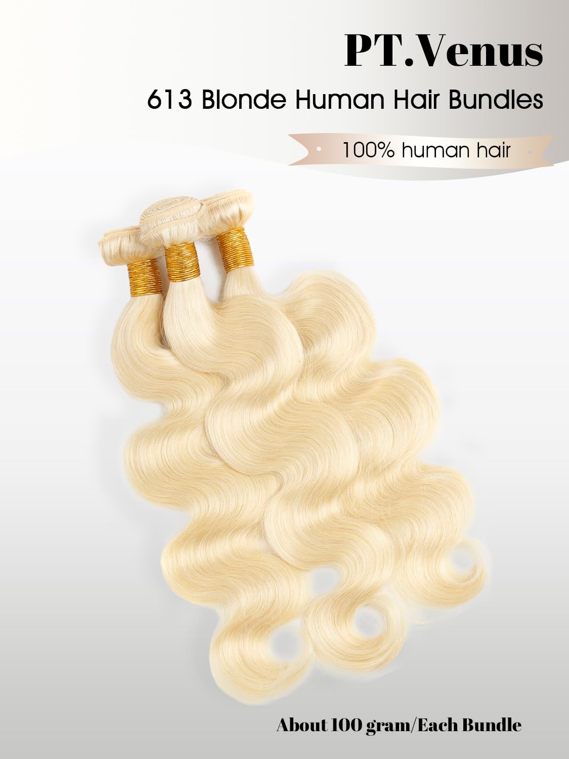 613 Blonde Bundles Human Hair 14 16 18 Inch Blonde Body Wave Bundles 3 Bundles Human Hair Extensions 100% Unprocessed 12A Grade Brazilian Virgin Human Hair for Women