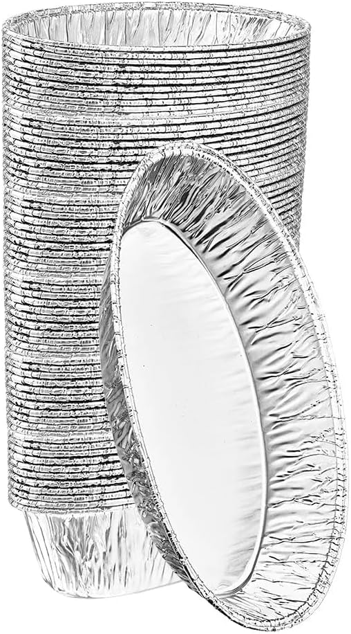 EcoQuality Medium Silver Oval Aluminum Pan - Disposable, Durable Aluminum Pan for Baking, Grilling, Food Prep, Portioning and Takeout – Ideal for Home Kitchen, Catering, Parties and Events (180)