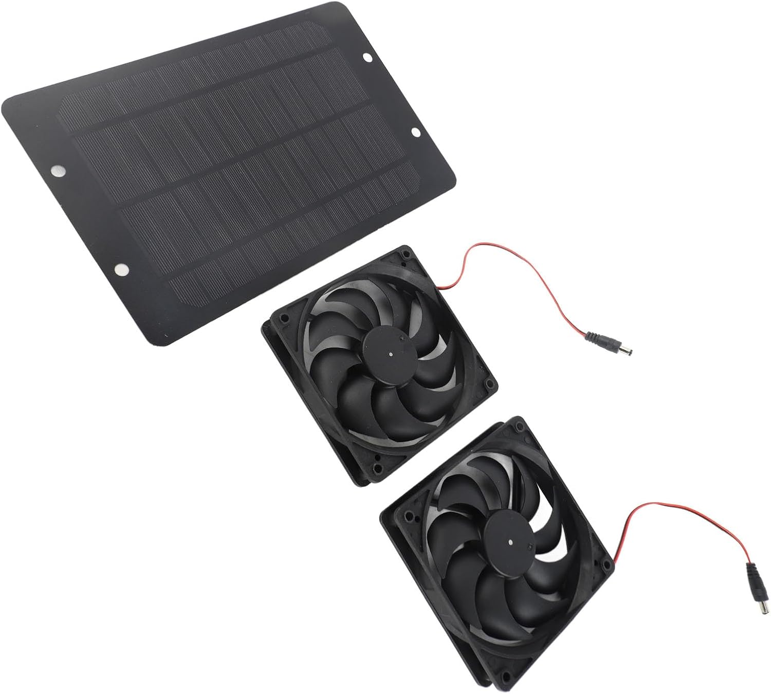 20W Solar Powered Dual Fan Kit Energy Efficient 12V DC Power Supply with Built in On Off Switch for RV Greenhouse Pet Home ABS Material 27.5 x 17cm Solar Panel