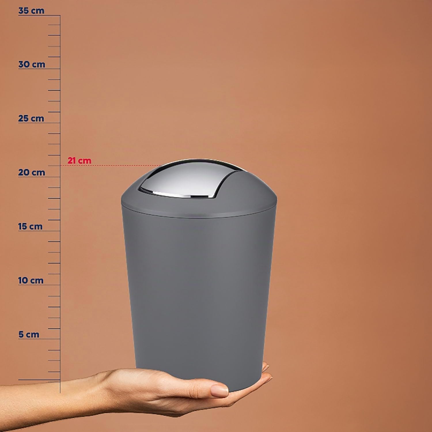 MARTA kela cestino per cosmetici grigio 1,7 l plastica con coperchio a molla