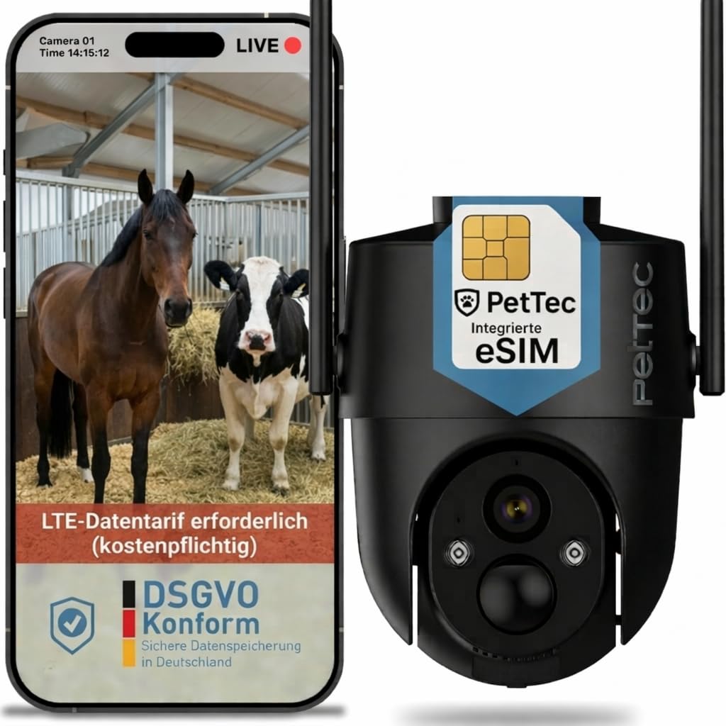 PetTec Pet Cam Free'n 360 4G LTE Security Camera Black [WITHOUT SUBSCRIPTION] with Battery & Pan&Tilt Function - Outdoor Camera 3MP Ultravision, Motion Detection, 20m Night Vision IP65 Floodlight-image-25