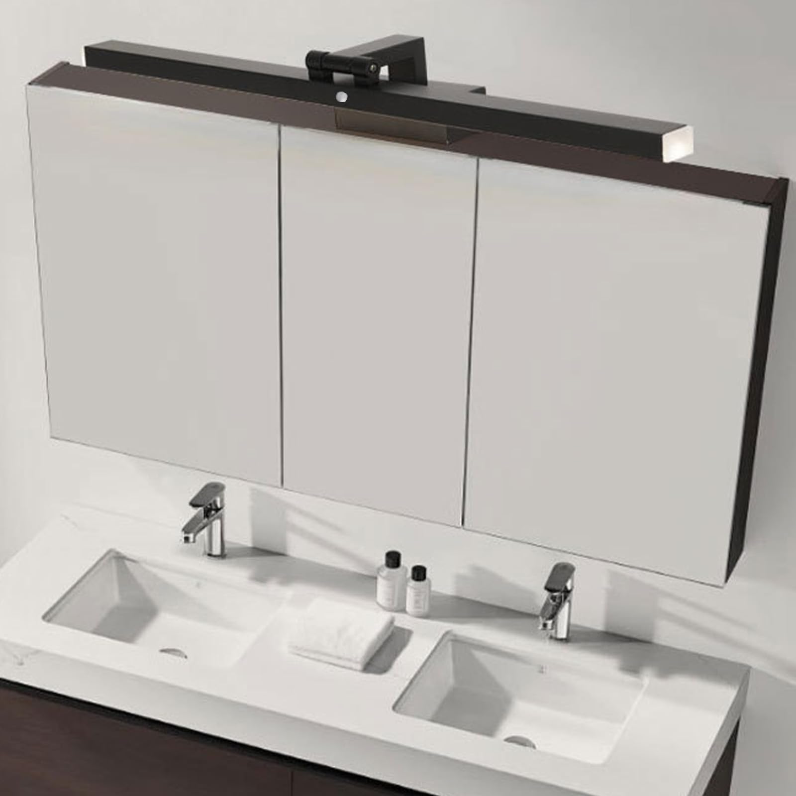 LED Spiegellampe Bad mit Bewegungsmelder Spiegelleuchte 180° Schwenkbar Wandleuchten Badezimmerschrank Lampe Wasserdicht Modern Aluminium Keller Küche Badschrank (Weißes Neutrales Licht,100cm)