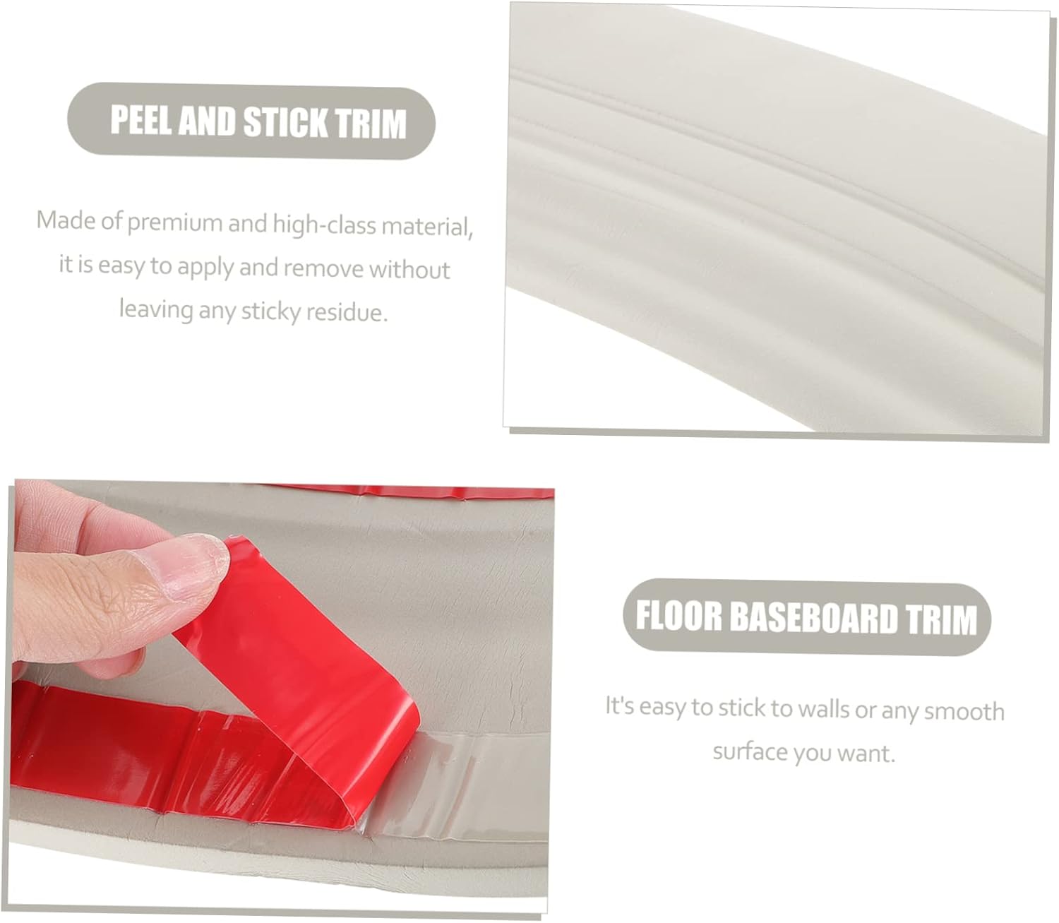 TEHAUX Vinyl Baseboards Peel and Stick Molding Self Adhesive Floor Trim Wall Seam Decoration