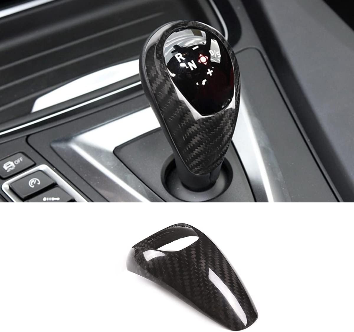Real Carbon Fiber Interior Accessories Fit for BMW M2 F87 M3 F80 M4 F82 M5 F83 F10 F85 X5M F86 X6M F12 Car Gear Shift Lever Head Decoration Cover Gear Head Trim Cover (Carbon Fiber Black)
