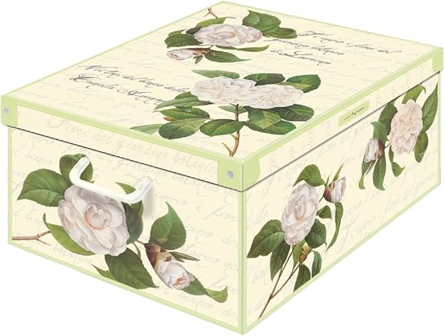 Kanguru Decorative Storage Box with Handles and Lid Collection Camelie/Camellias, Large