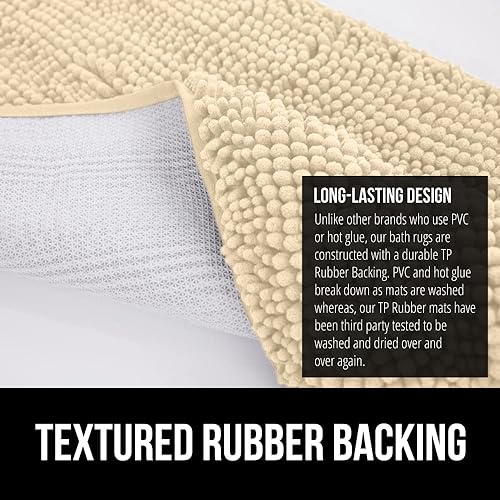 Vista 563 de Gorilla Grip - Tapete de baño de 30” x 20”, de felpilla gruesa, suave y absorbente, secado rápido, de microfibra, con reverso de caucho, para piso