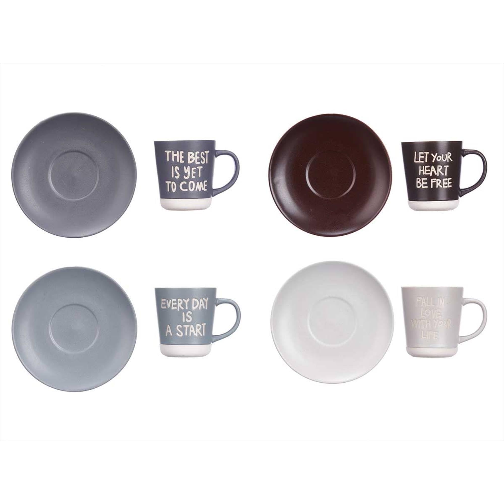 Set 4 Tazas 180ml Con Soporte Surtido 4 Colores - Colección Vessia con