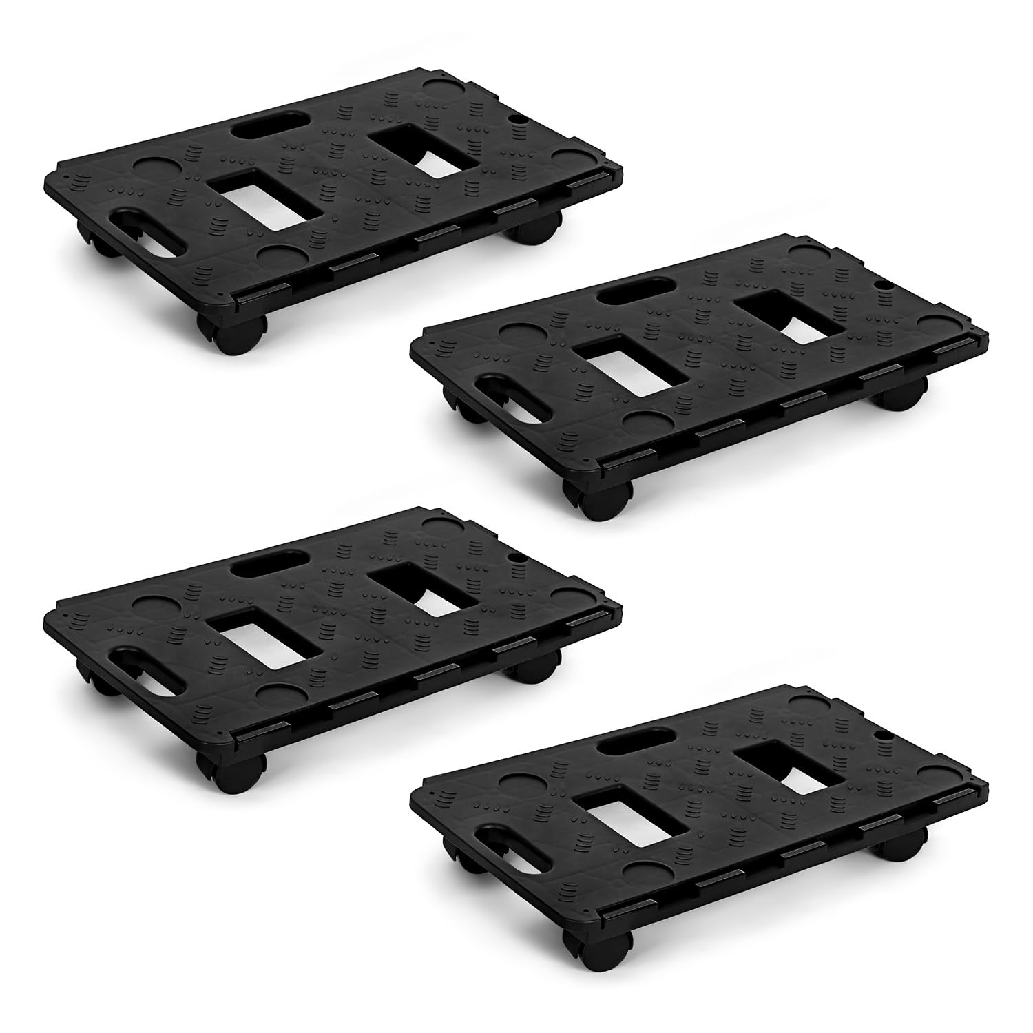 Flatro 100Kg (Pack of 4) Interlocking Plastic Dolly Trolley with 360° Rotating Wheels | Heavy Duty Furniture & Appliance Moving Platform | 100kg Load Capacity | Smooth Easy Glide Transport Cart