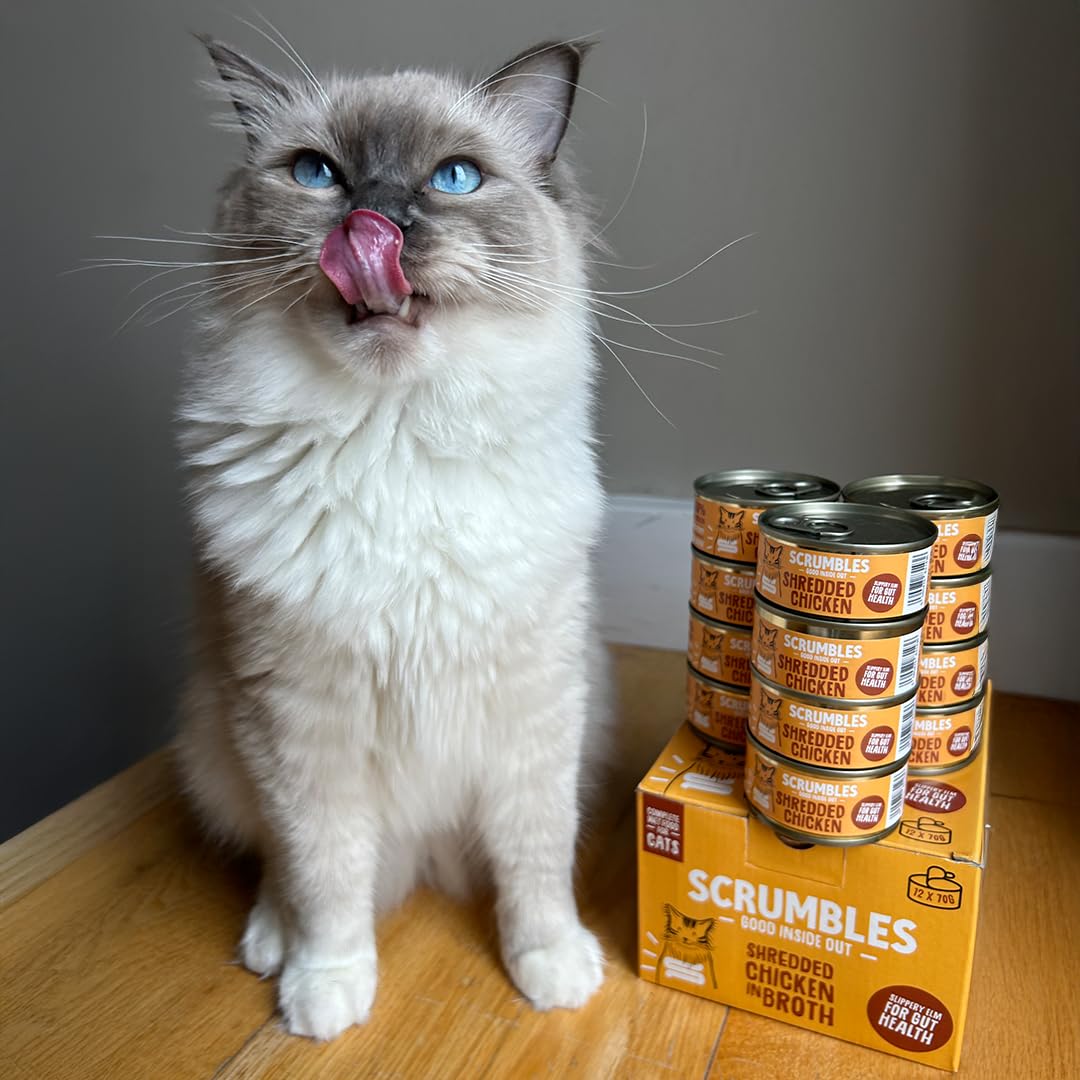 Scrumbles Natural Wet Cat Food, Shredded Chicken in Broth 12x 70g — view 4