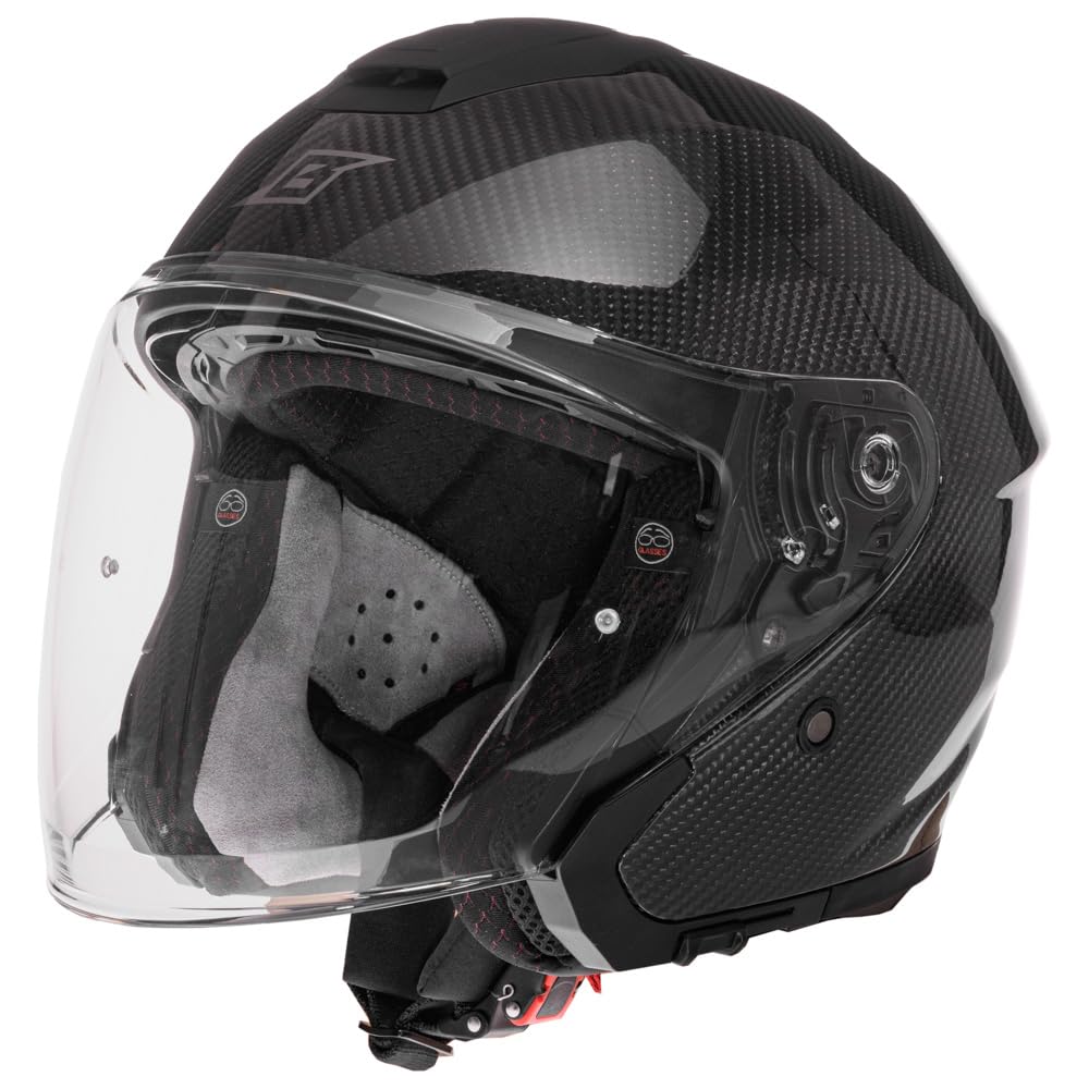 Casco Jet HERON CARBON, Casco da Moto con Calotta in 100% Carbonio, Doppia Visiera, Omologato ECE 2206, Interni Removibili, Molti Colori Disponibili