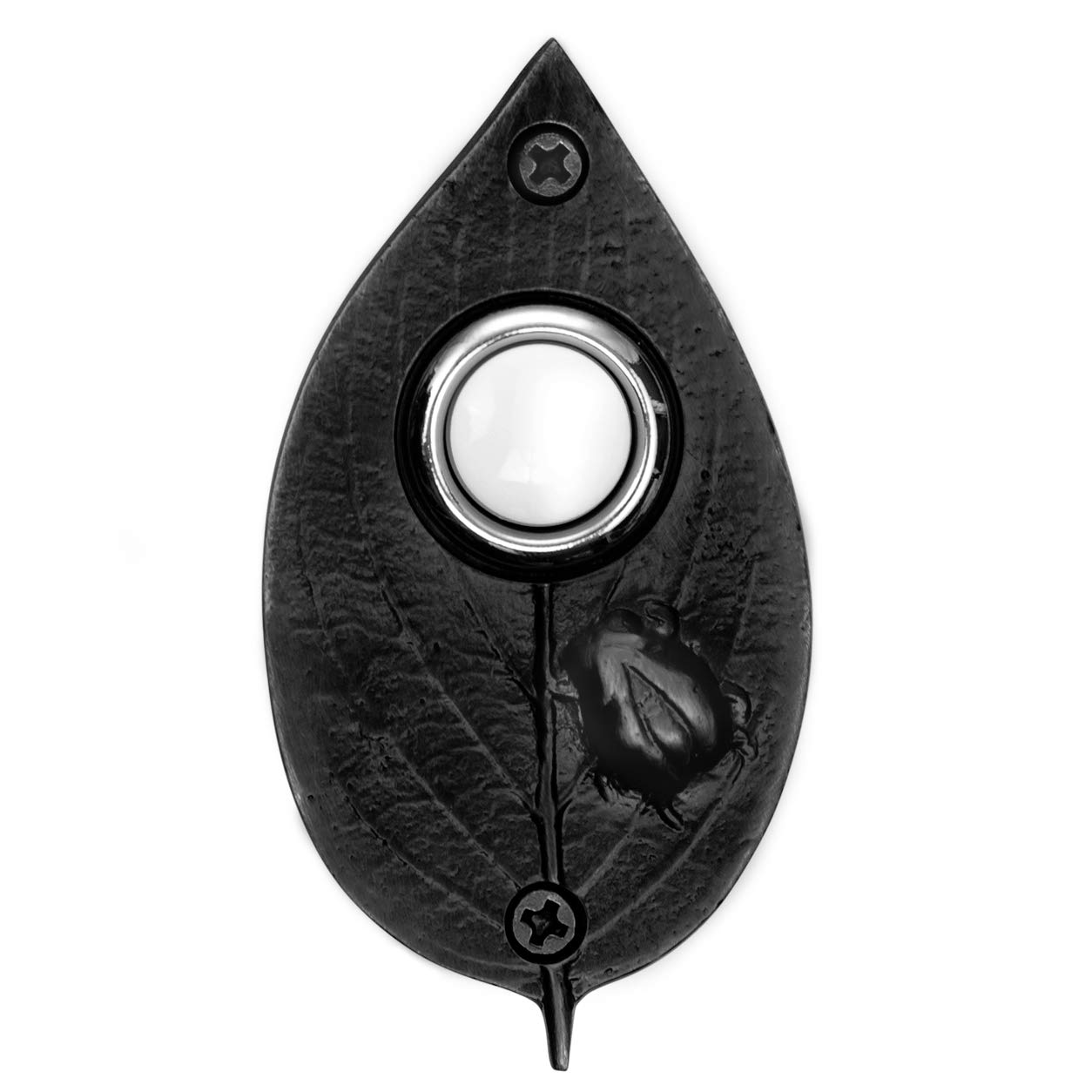 Waterwood Solid Brass Ladybug on Leaf Doorbell in Black - Wired & Illuminated Push Button from Environmentally Friendly Recycled Material