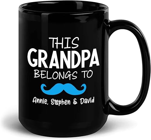 Taza con texto en inglés "This Grandpa Belongs Tow", taza para abuelo, taza de papá personalizada, regalo para papá para marido, taza divertida para